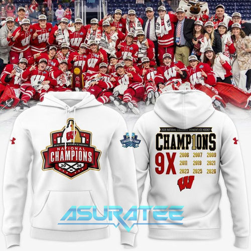 Wisconsin Badgers Women’s Ice Hockey 2026 NCAA National Champions Hoodie, Cap