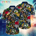 Wisconsin Sports Tiki Tropical Hawaiian Shirt