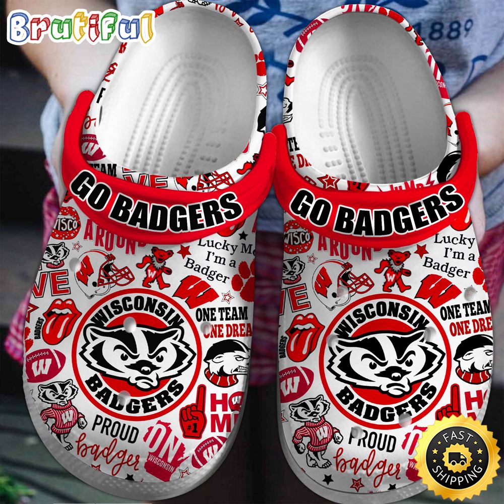 Wisconsin Badgers NCAA Sport Clogs Shoes Comfortable For Men Women and Kids