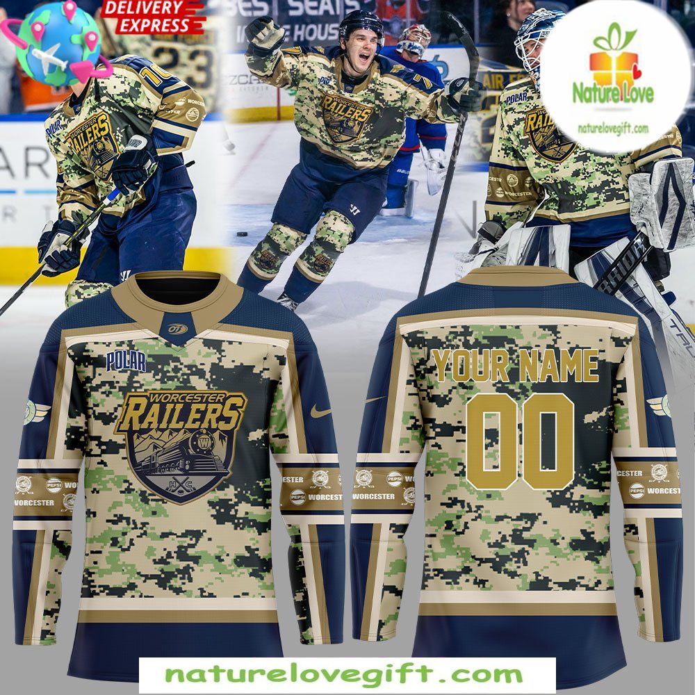 Worcester Railers Military Hockey Jersey Specialty Uniform