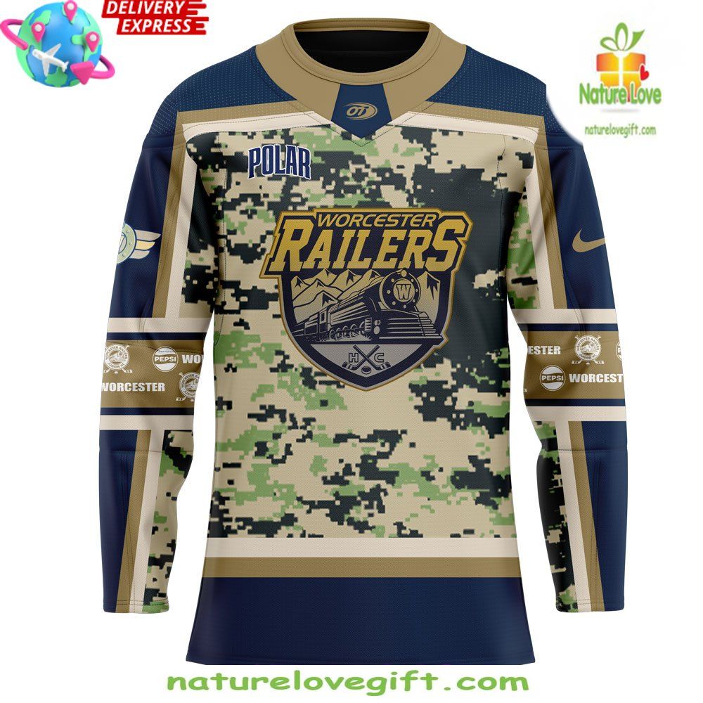 Worcester Railers Military Hockey Jersey Specialty Uniform