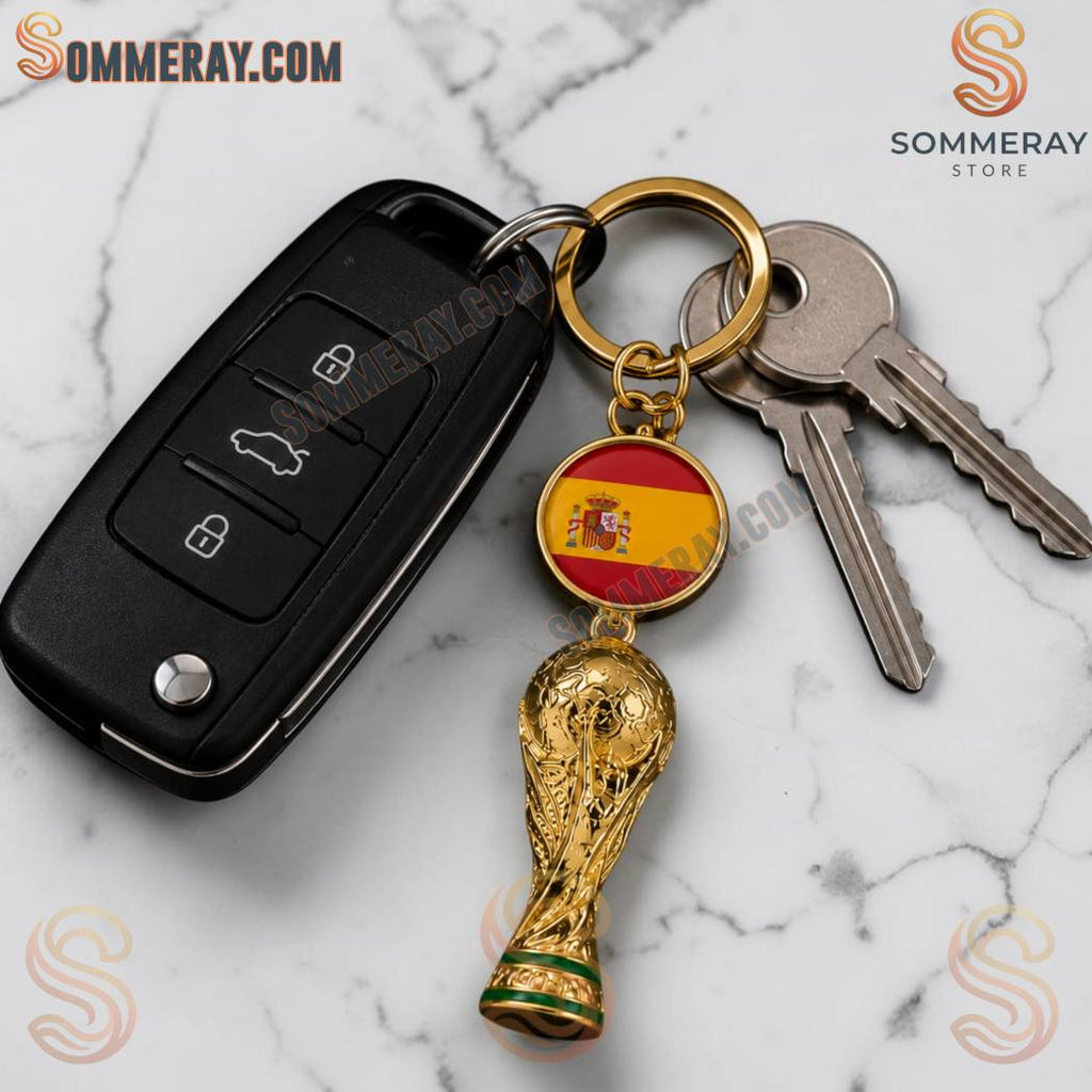 World Cup Champions 2026 Spain Flag Trophy Keychain