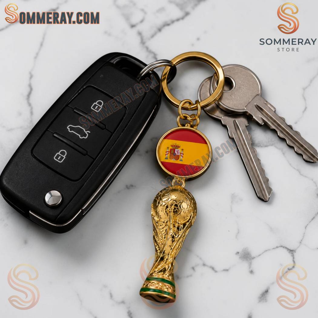 World Cup Champions 2026 Spain Flag Trophy Keychain