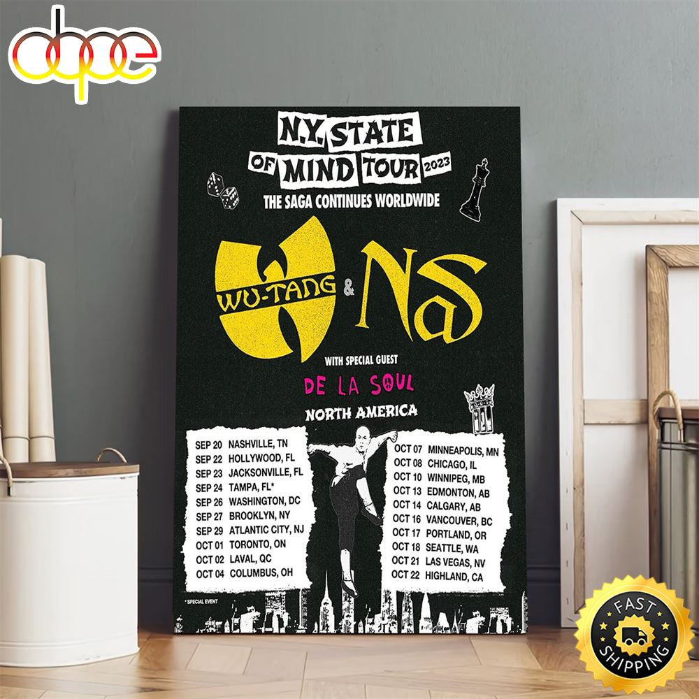 Wutang Clan & Nas N.Y State Of Mind Tour 2023 North American Dates Poster Canvas