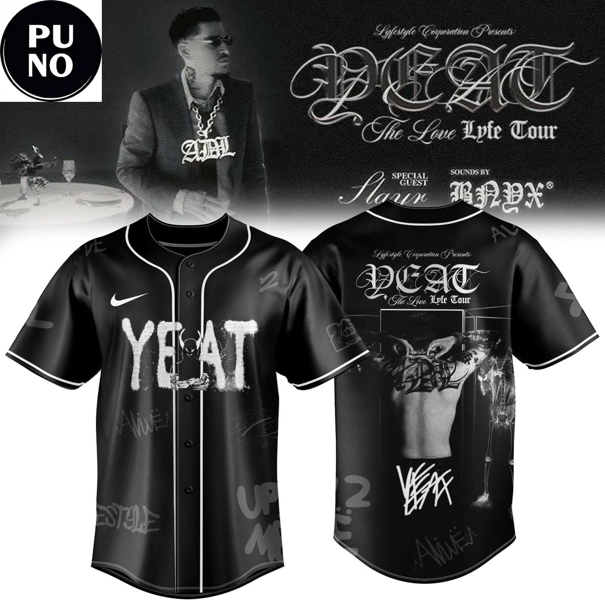 Yeat The Love Lyfe Tour 2026 Baseball Jersey