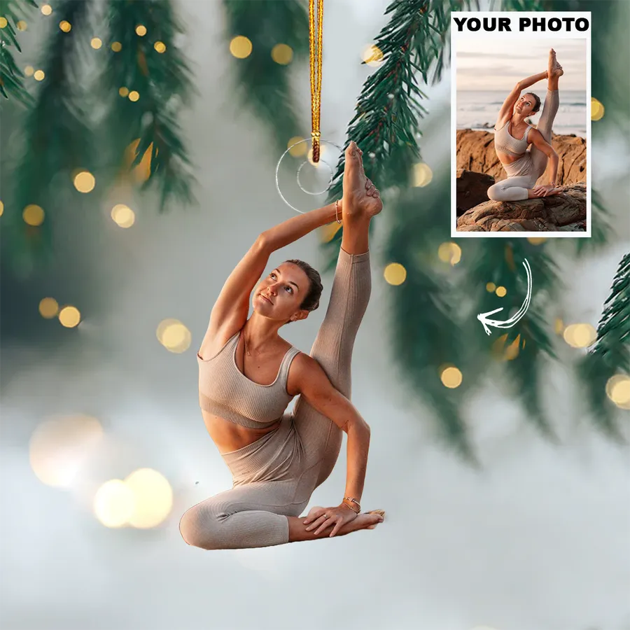 Personalized Custom Photo Ornament, Christmas Gifts For Yoga Lovers
