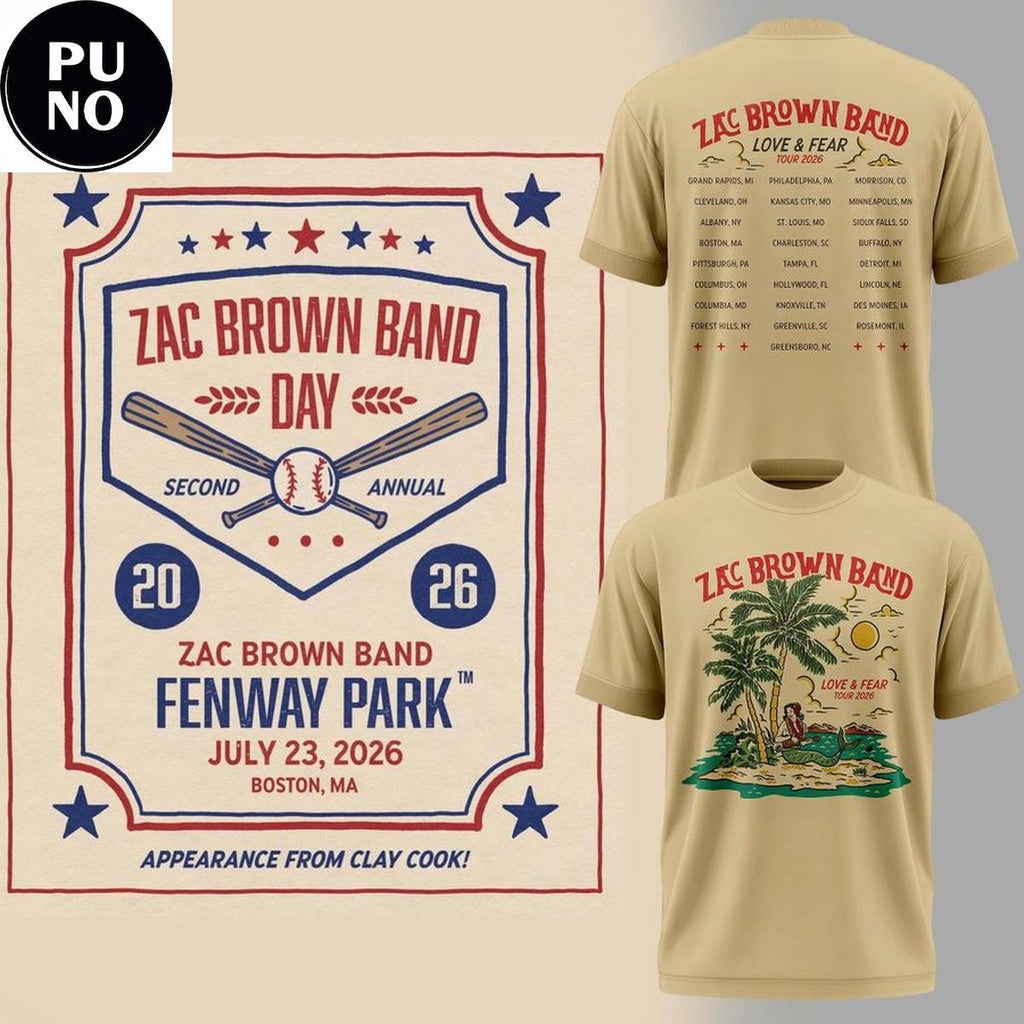 Zac Brown Band Day Fenway Park 2026 Love & Fear Tour T-Shirt