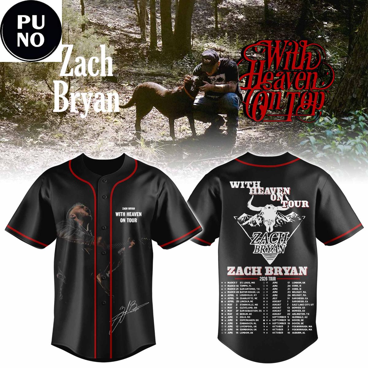Zach Bryan The With Heaven On Tour 2026 Baseball Jersey