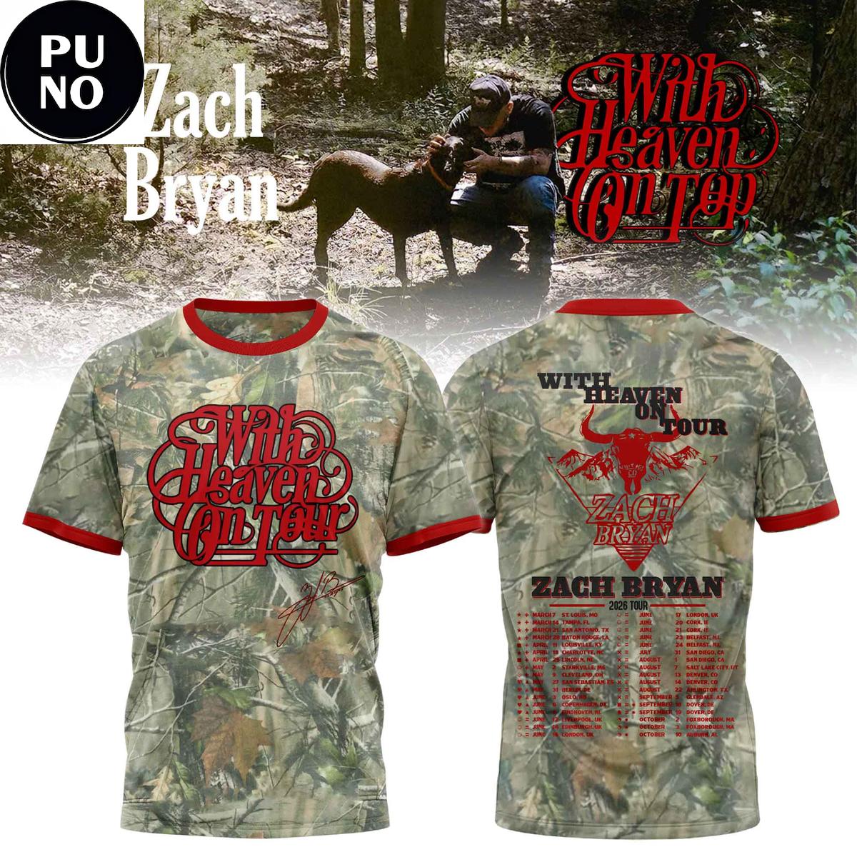 Zach Bryan The With Heaven On Tour 2026 Camo Hoodie T-Shirt