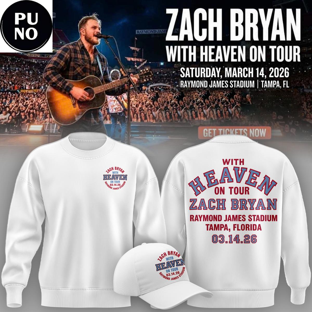 Zach Bryan With Heaven On Tour 2026 Raymond James Stadium Hoodie T-Shirt