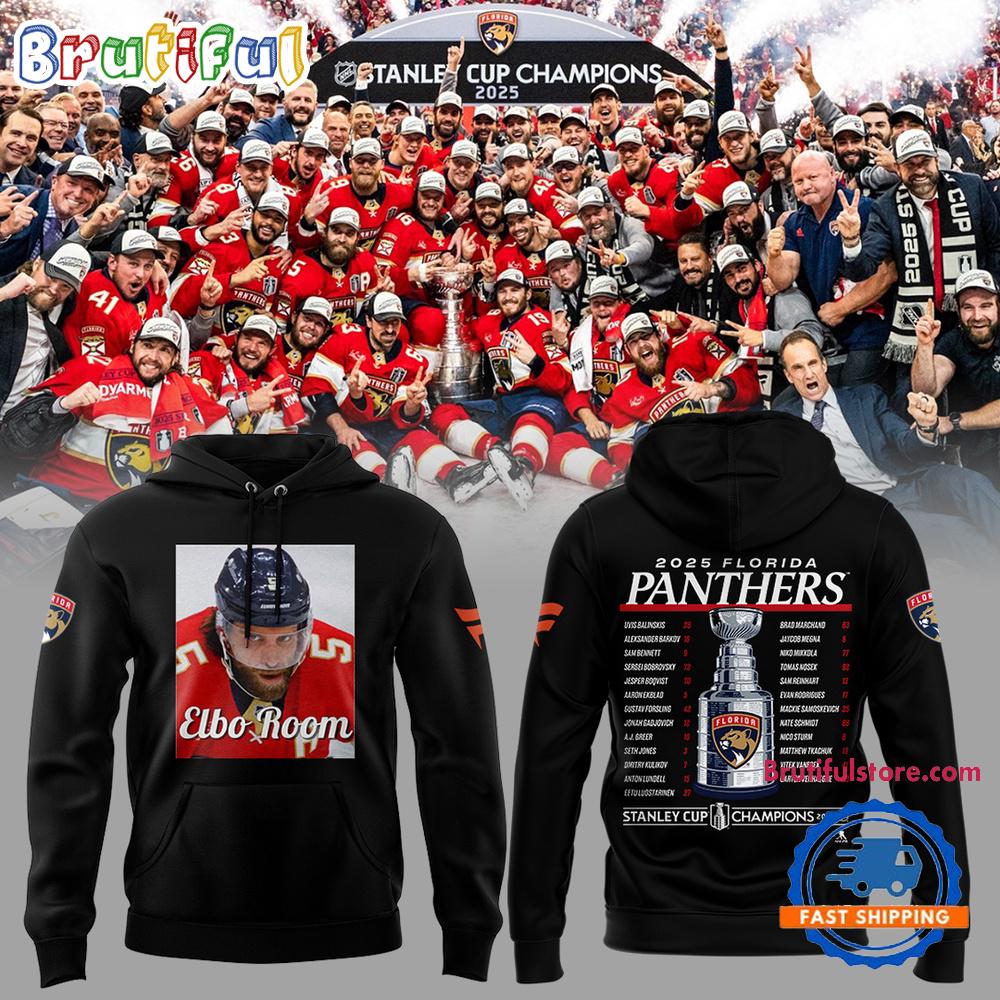 Aaron Ekblad Elbo Room Florida Panthers Championship 2025 Limited Black Hoodie T-Shirt