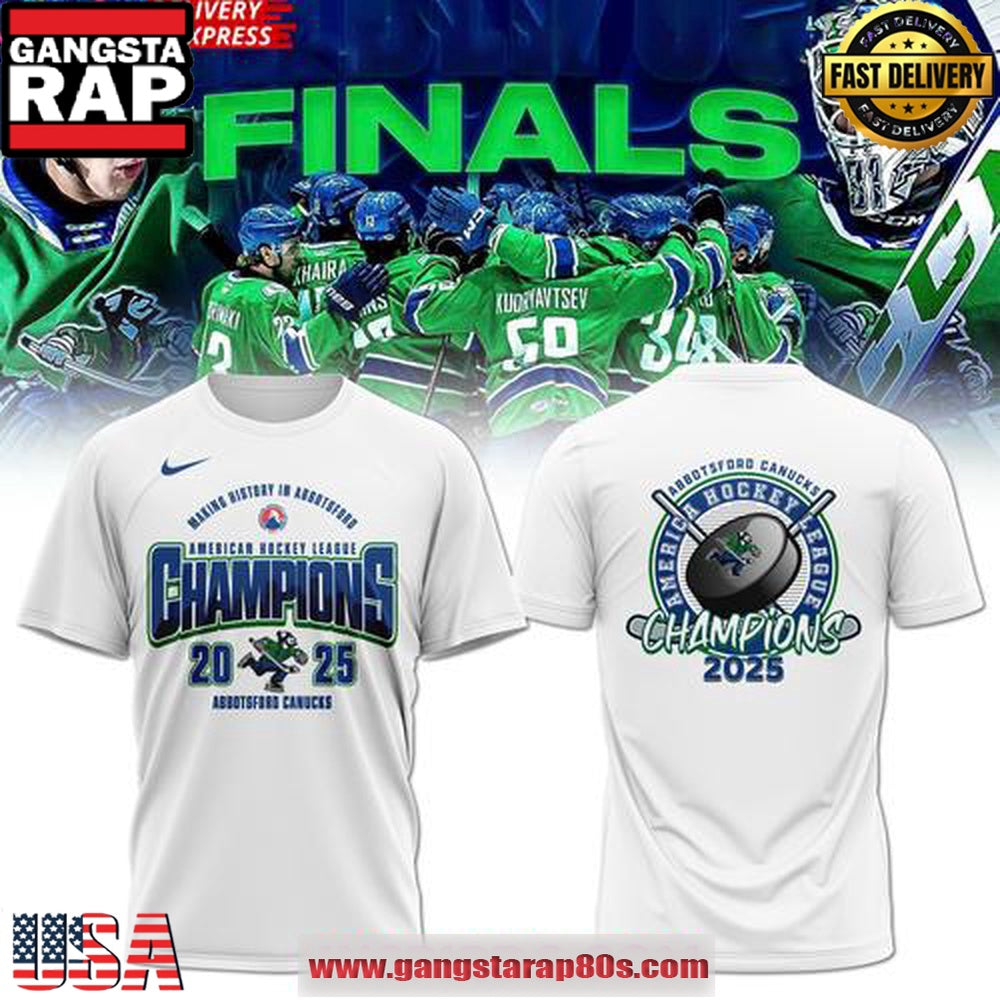 Abbotsford Canucks 2025 AHL Champions White Unisex T Shirt