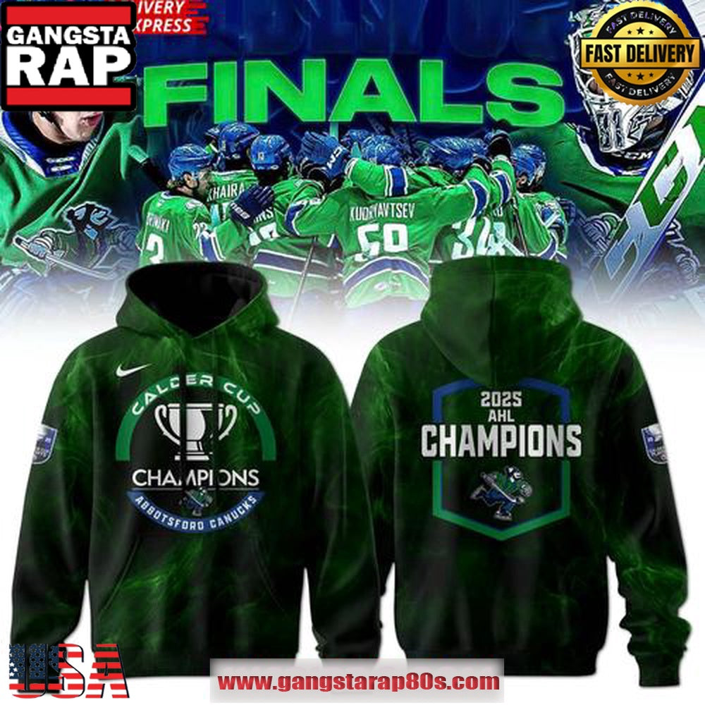 Abbotsford Canucks 2025 Calder Cup Champions Green All Over Print Hoodie