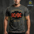 AC/DC 53rd Anniversary EST. 1973 Vintage Distressed Rock Band T-Shirt