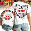 AC/DC Addiction Heartbeat White Rock Band Graphic T-Shirt