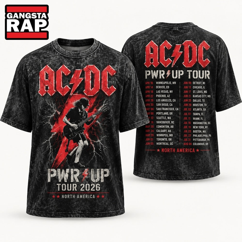 ACDC Electric Red Lightning Power Up Tour 2026 Vintage Concert T Shirt