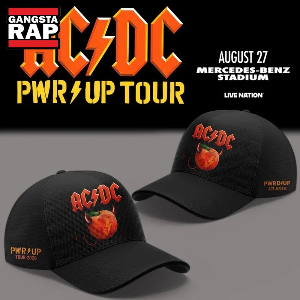ACDC Exclusive Atlanta Event Shirt Power Up Tour 2026 Cap, Trendy Music Baseball Cap