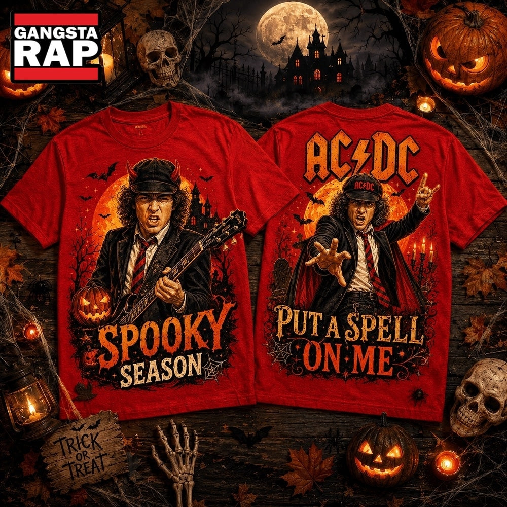 ACDC Halloween Devil Horns Moonlit Guitar Spooky Season 3D Shirt , Music Trending 3D Shirt