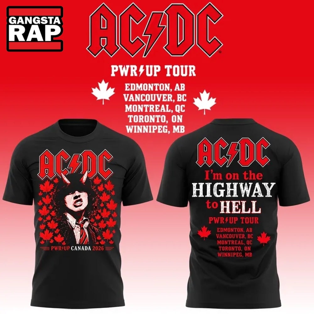 ACDC Highway to Hell PWR UP Tour Canada 2026 Limited Edition Hoodie T-Shirt