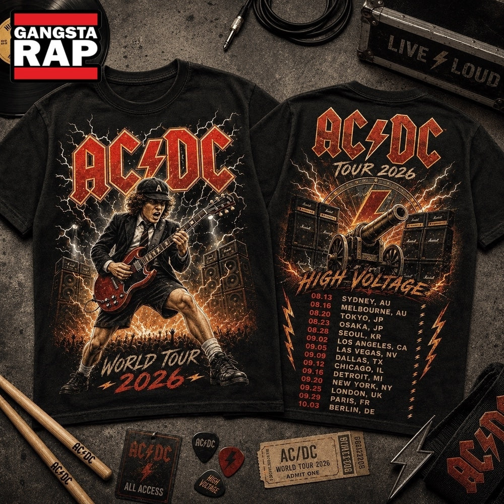 ACDC Legendary Rock Band Tour 2026 3D Shirt