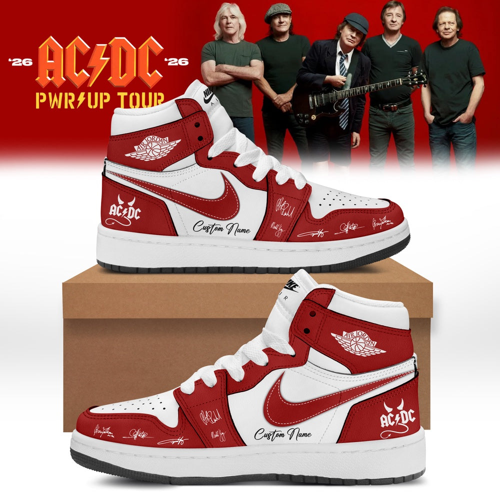 ACDC Power Up Tour 2026 Limited Edition Signature Red Custom Air Jordan 1 Sneakers Shoes