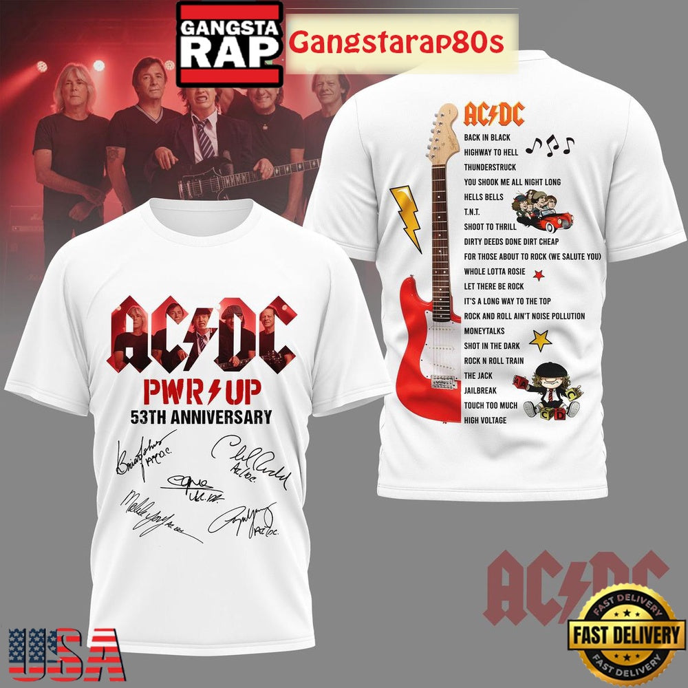 ACDC PWR Up 53th Anniversary Signature 3D Shirt