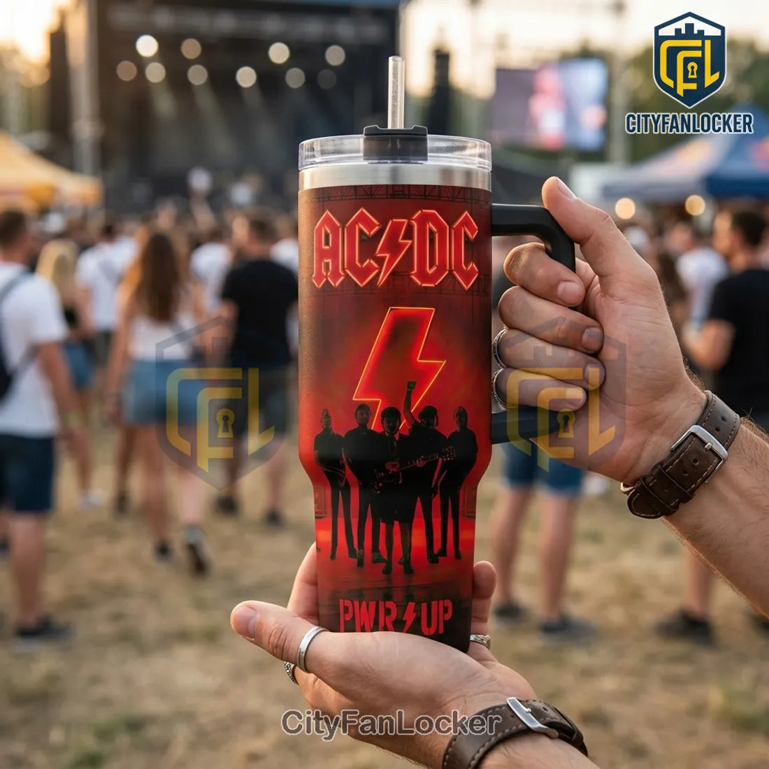 AC/DC PWR UP Rock Band 40oz Stainless Steel Tumbler