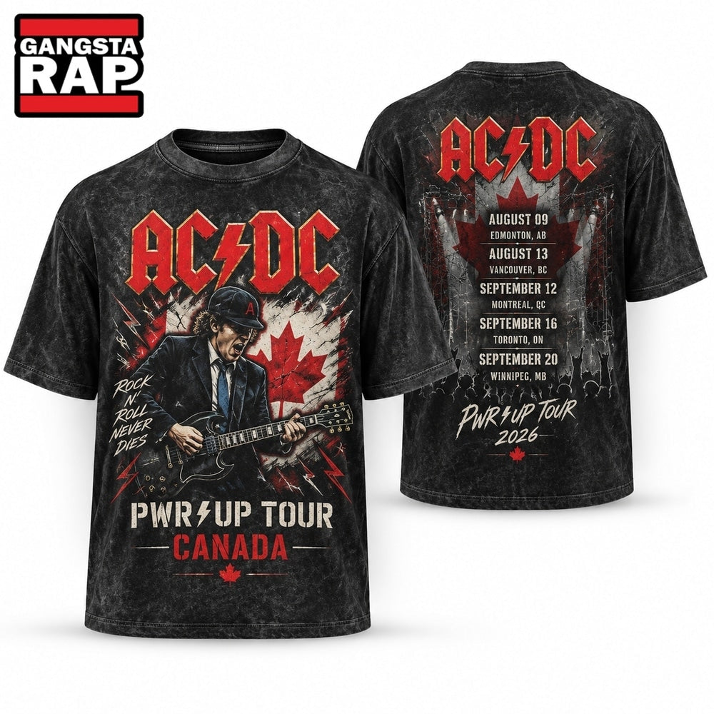 ACDC PWR UP Tour Canada 2026 Rock N Roll Never Dies Vintage T Shirt