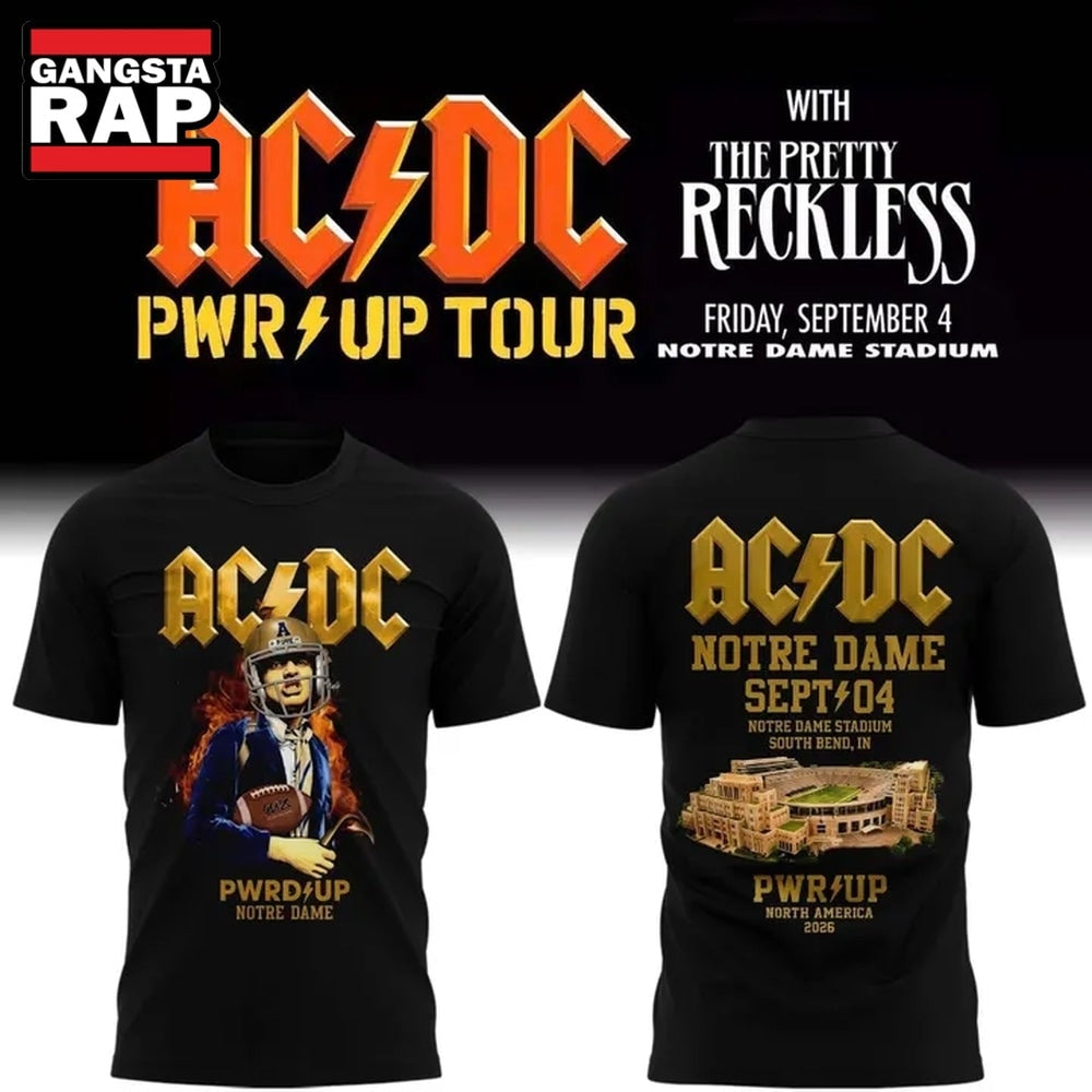 ACDC PWR UP Tour Notre Dame 2026 New Design 3D Shirt