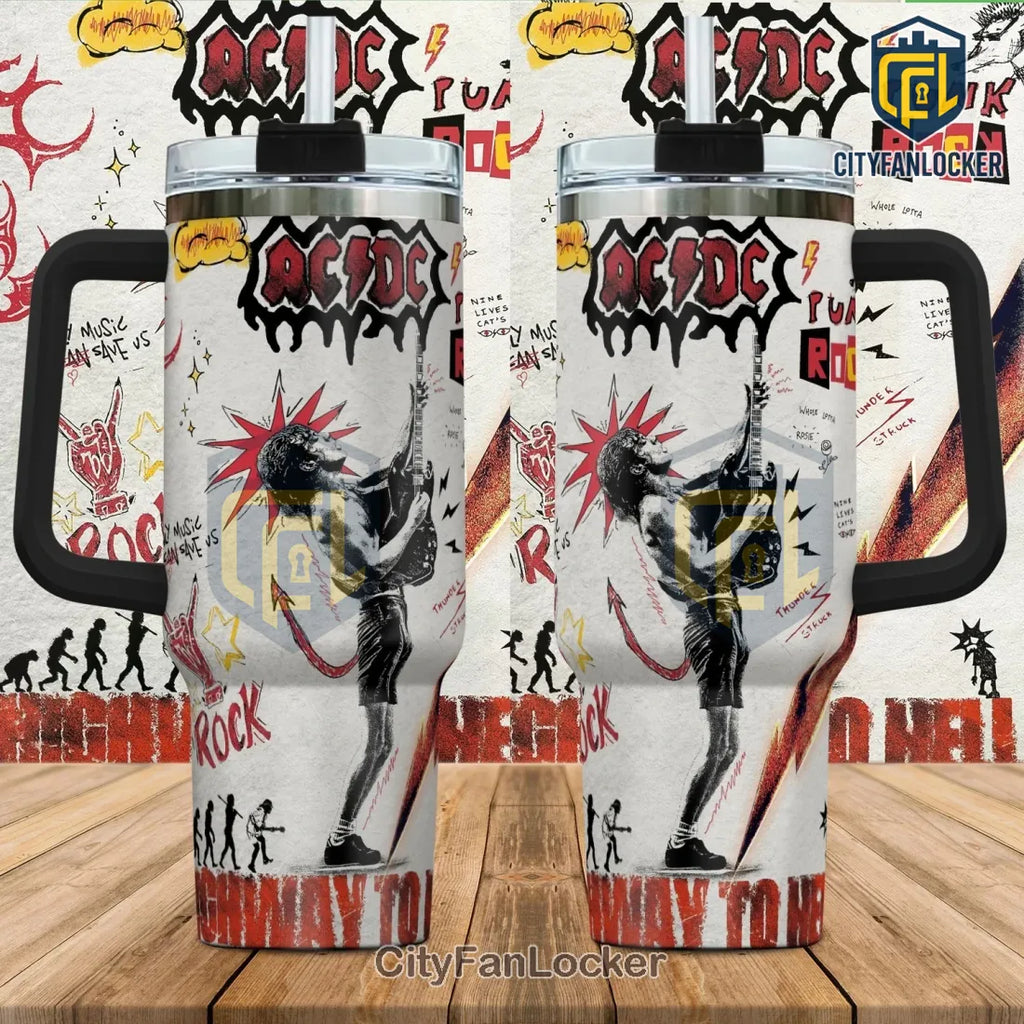 AC/DC Rock Grunge Art Insulated Stanley Tumbler