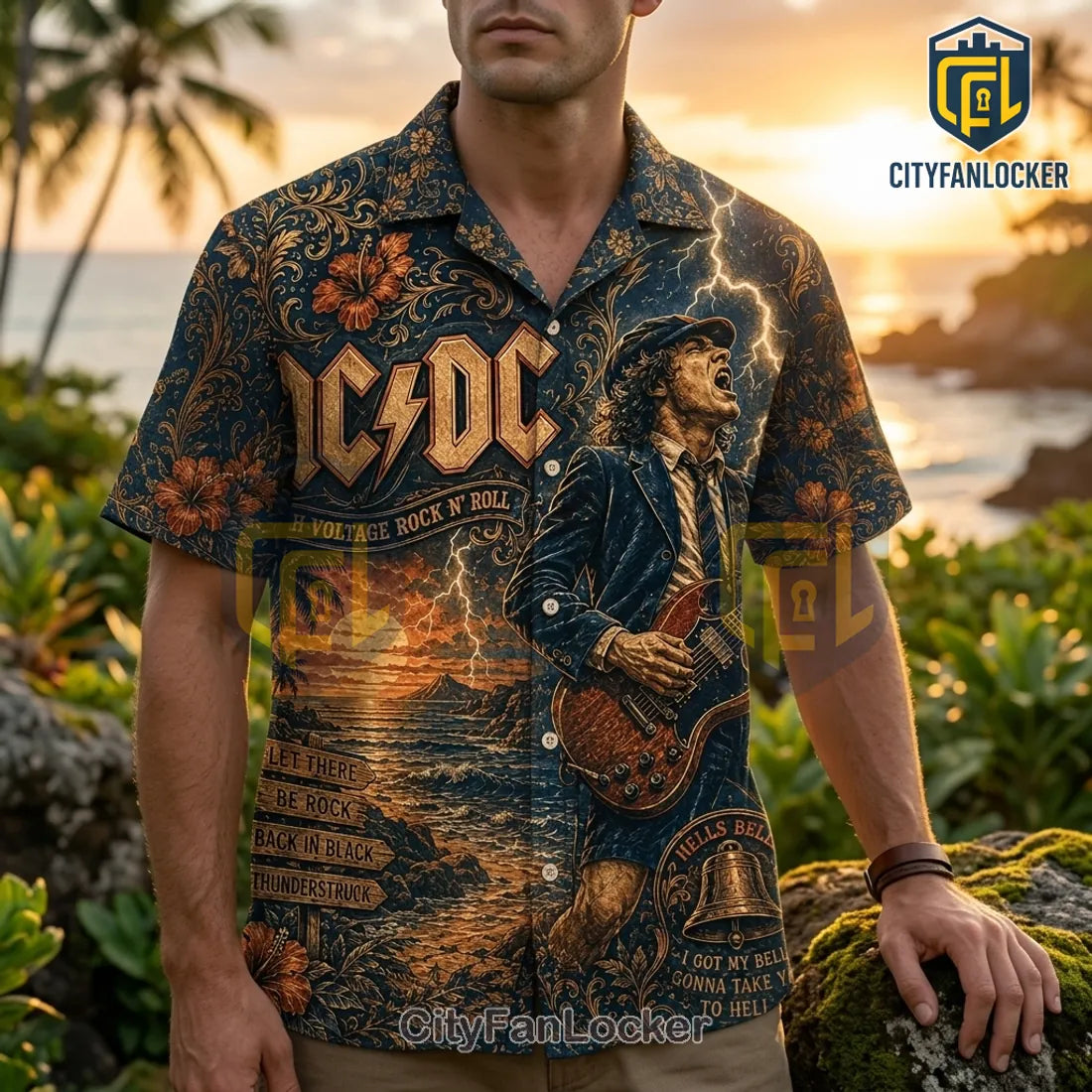 ACDC Vintage Navy Blue Premium Hawaiian Shirt