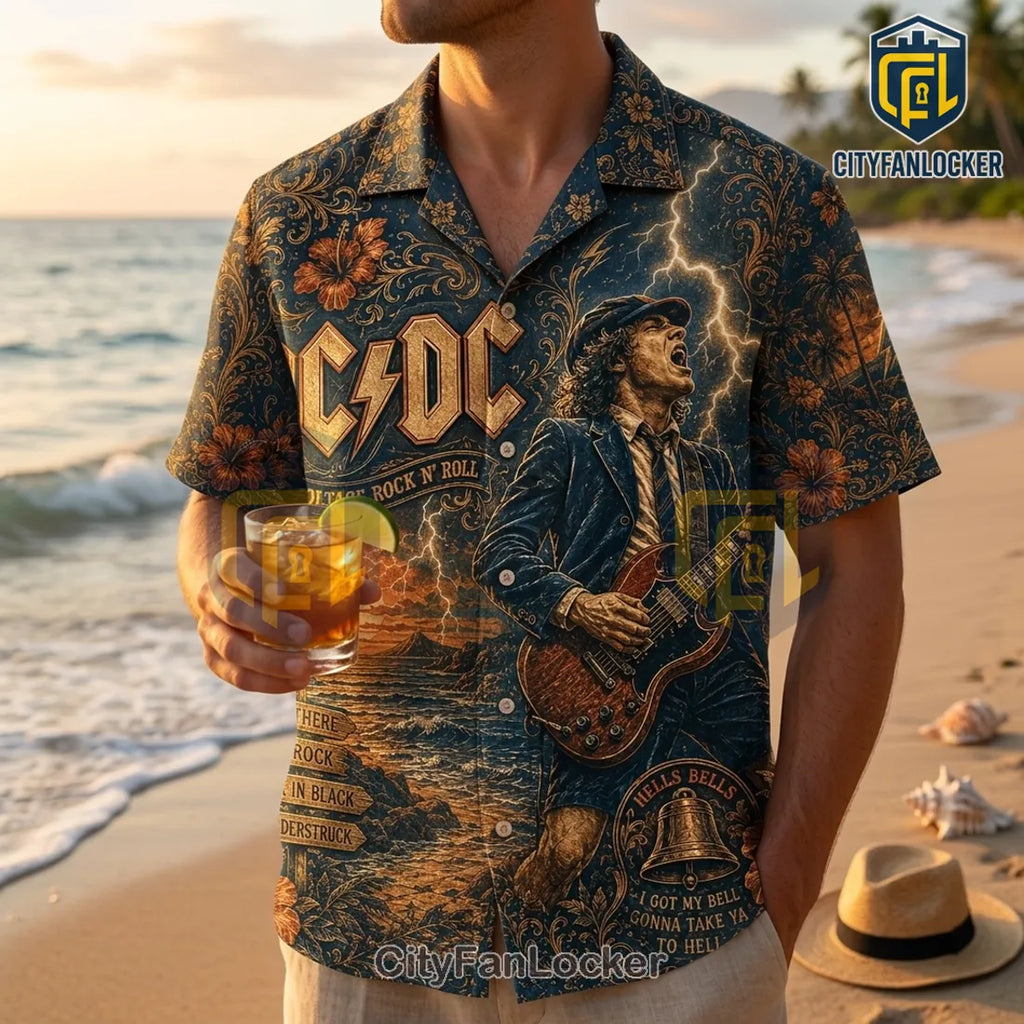 ACDC Vintage Navy Blue Premium Hawaiian Shirt