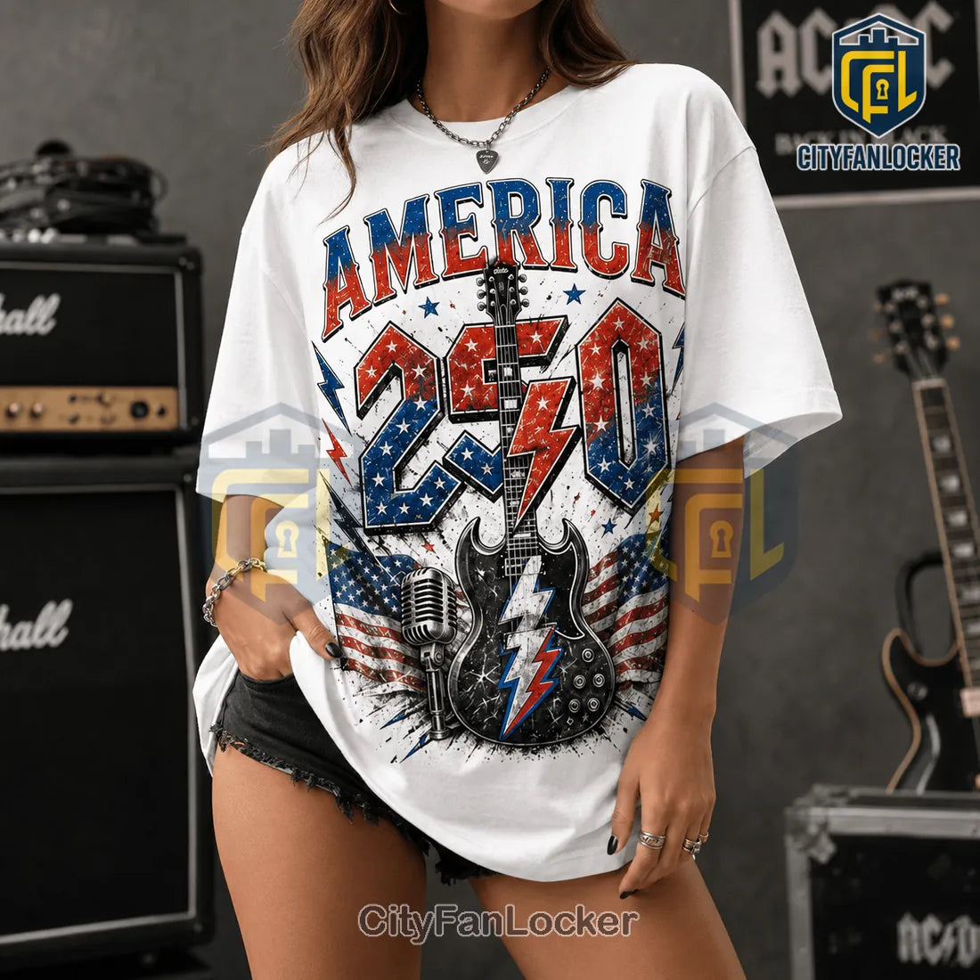AC/DC x America 250 Years 1776-2026 Anniversary Collectible Graphic T-Shirt