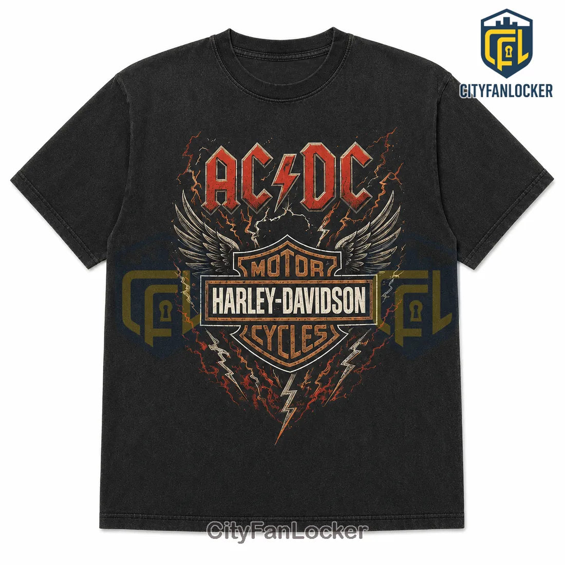 AC/DC x Harley-Davidson Vintage Black T-Shirt