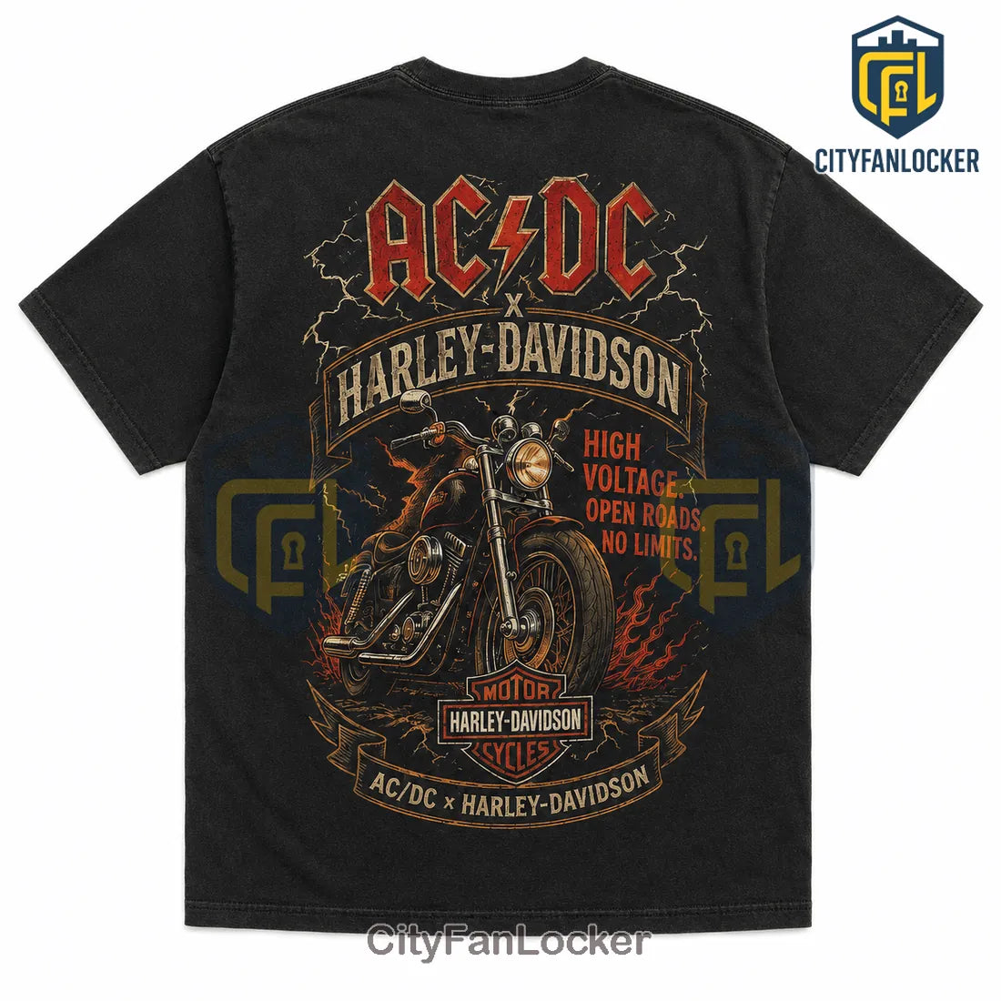 AC/DC x Harley-Davidson Vintage Black T-Shirt