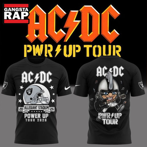 ACDC x Las Vegas Raiders Power Up Tour 2026 T Shirt , Music Trending 3D Shirt