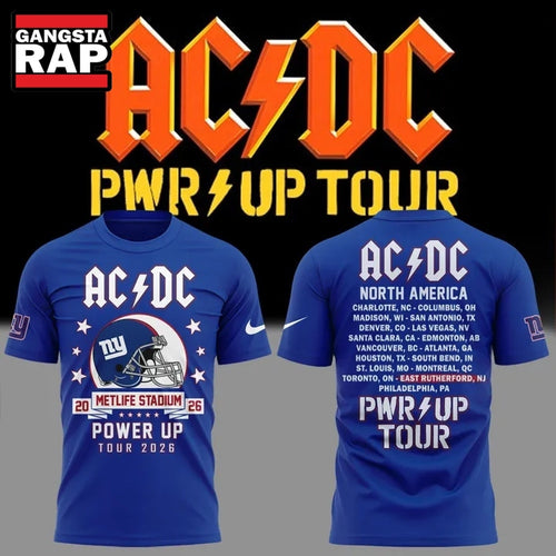 ACDC x New York Giants POWER UP TOUR 2026 Newest T Shirt