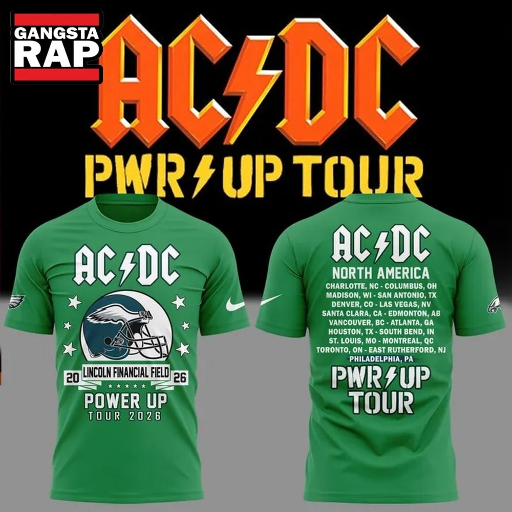ACDC x Philadelphia Eagles POWER UP TOUR 2026 Newest T Shirt