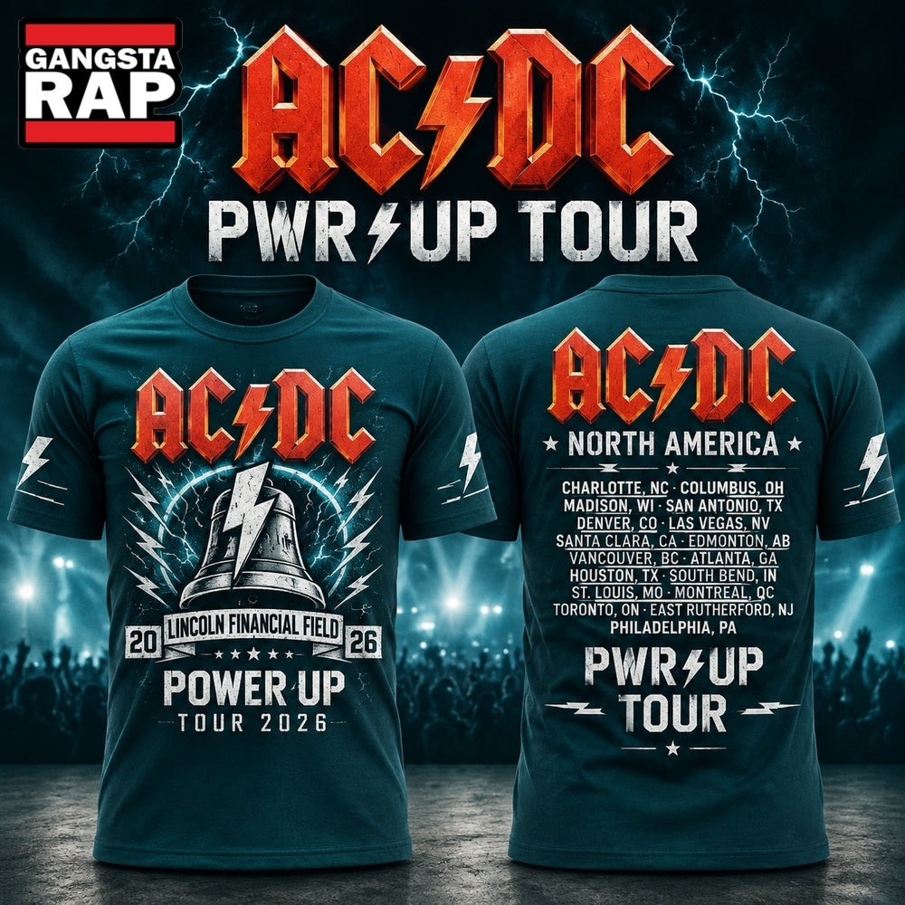 ACDC x Philadelphia Eagles POWER UP TOUR 2026 T Shirt