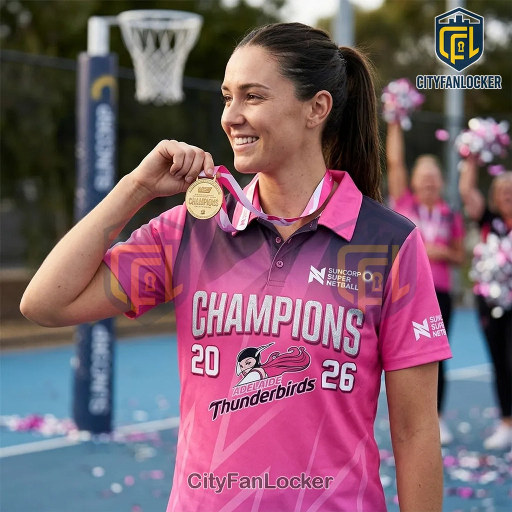 Adelaide Thunderbirds 2026 Champions Pink Polo Shirt