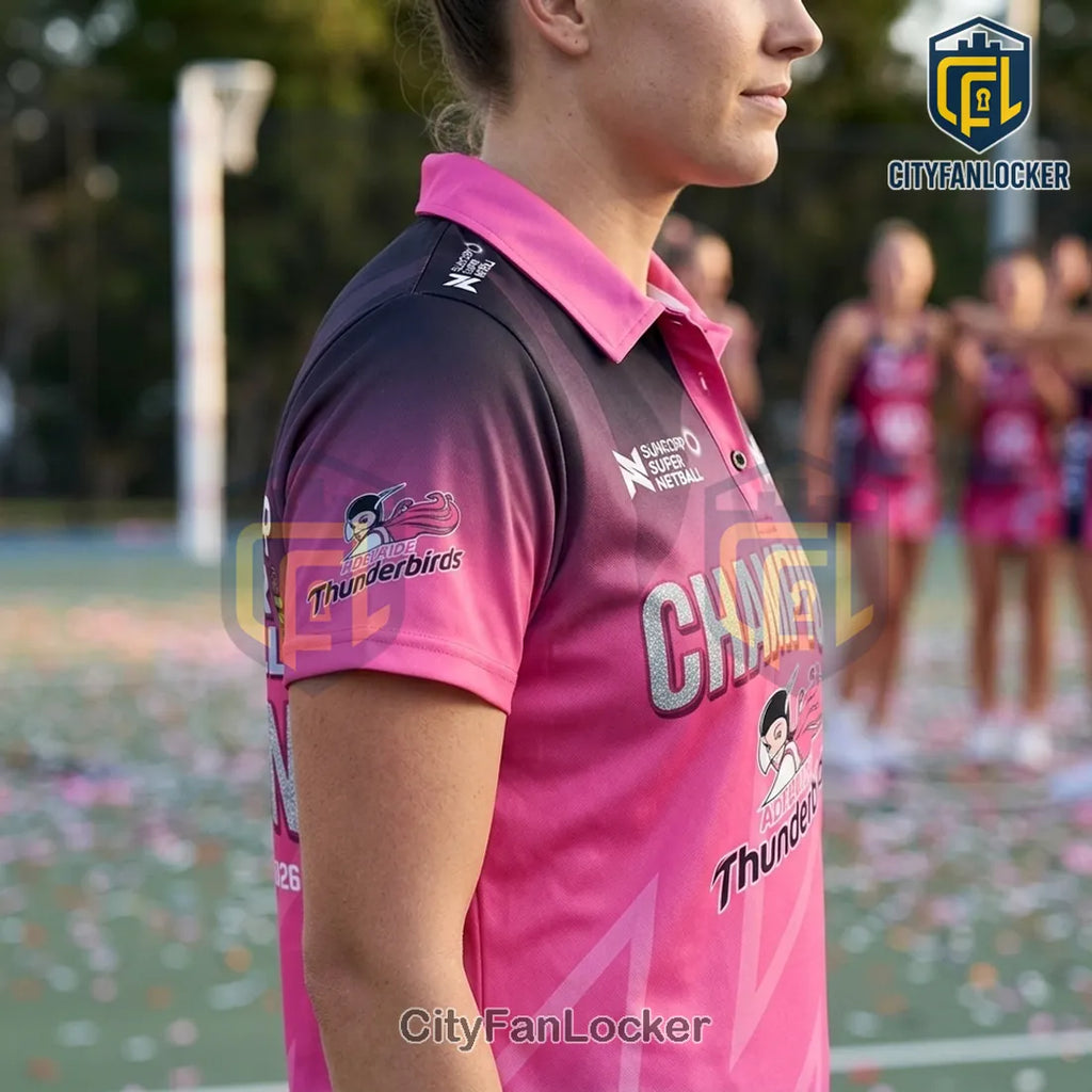 Adelaide Thunderbirds 2026 Champions Pink Polo Shirt
