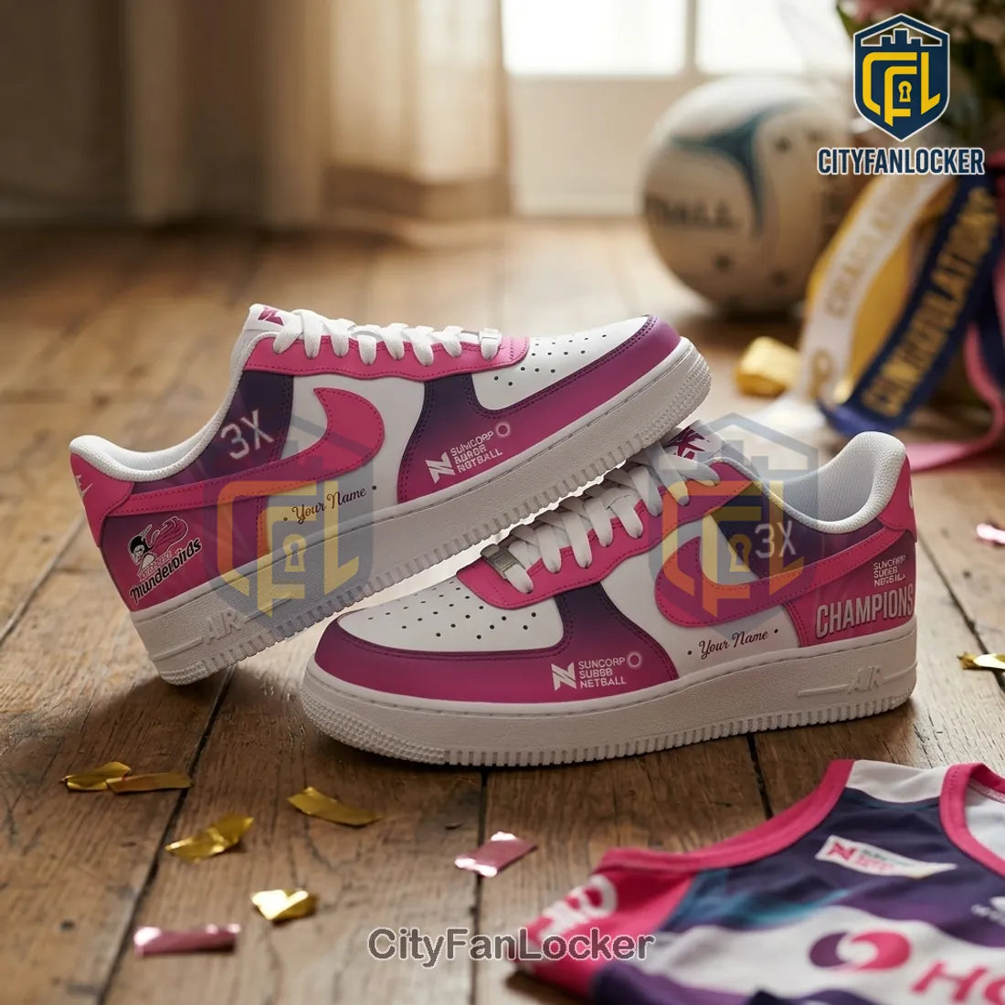 Adelaide Thunderbirds 3X Champions Pink Air Force 1 Sneakers