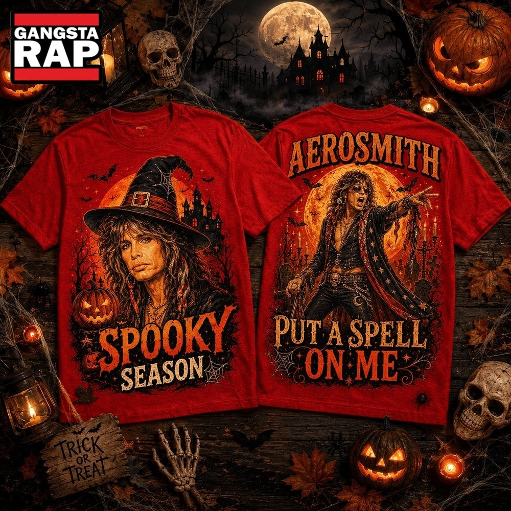 Aerosmith Witch Hat Full Moon Spooky Season Halloween 3D Shirt , Music Trending 3D Shirt