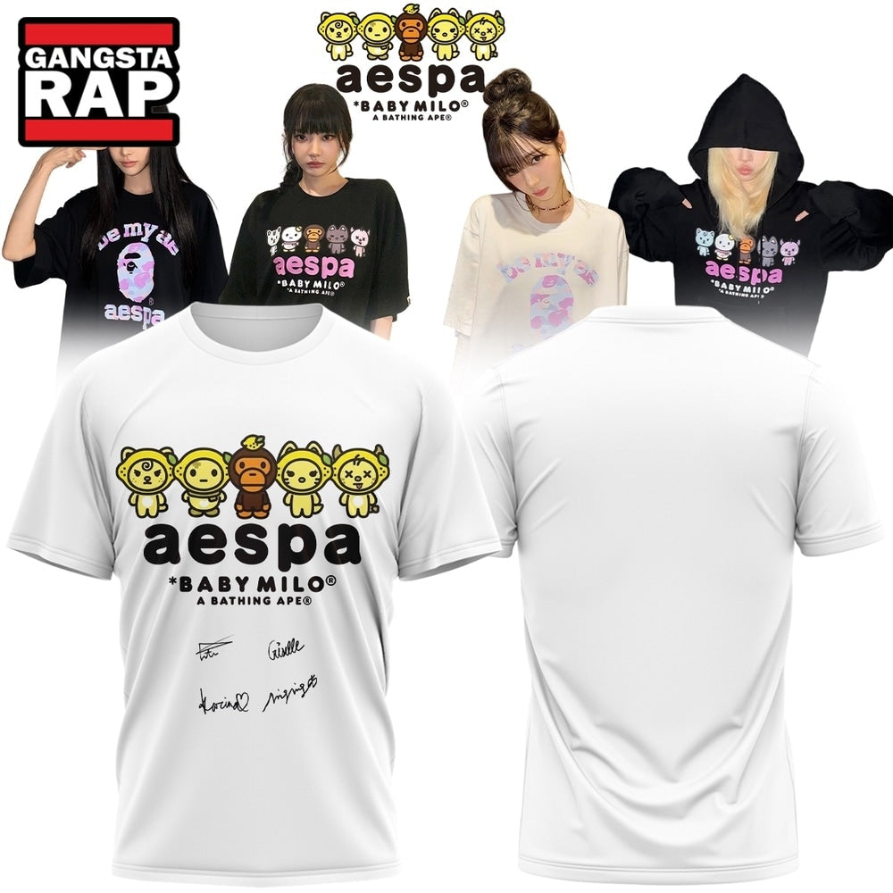 Aespa x BAPE Signed 2026 New Design T Shirt , Music Trending 3D Shirt