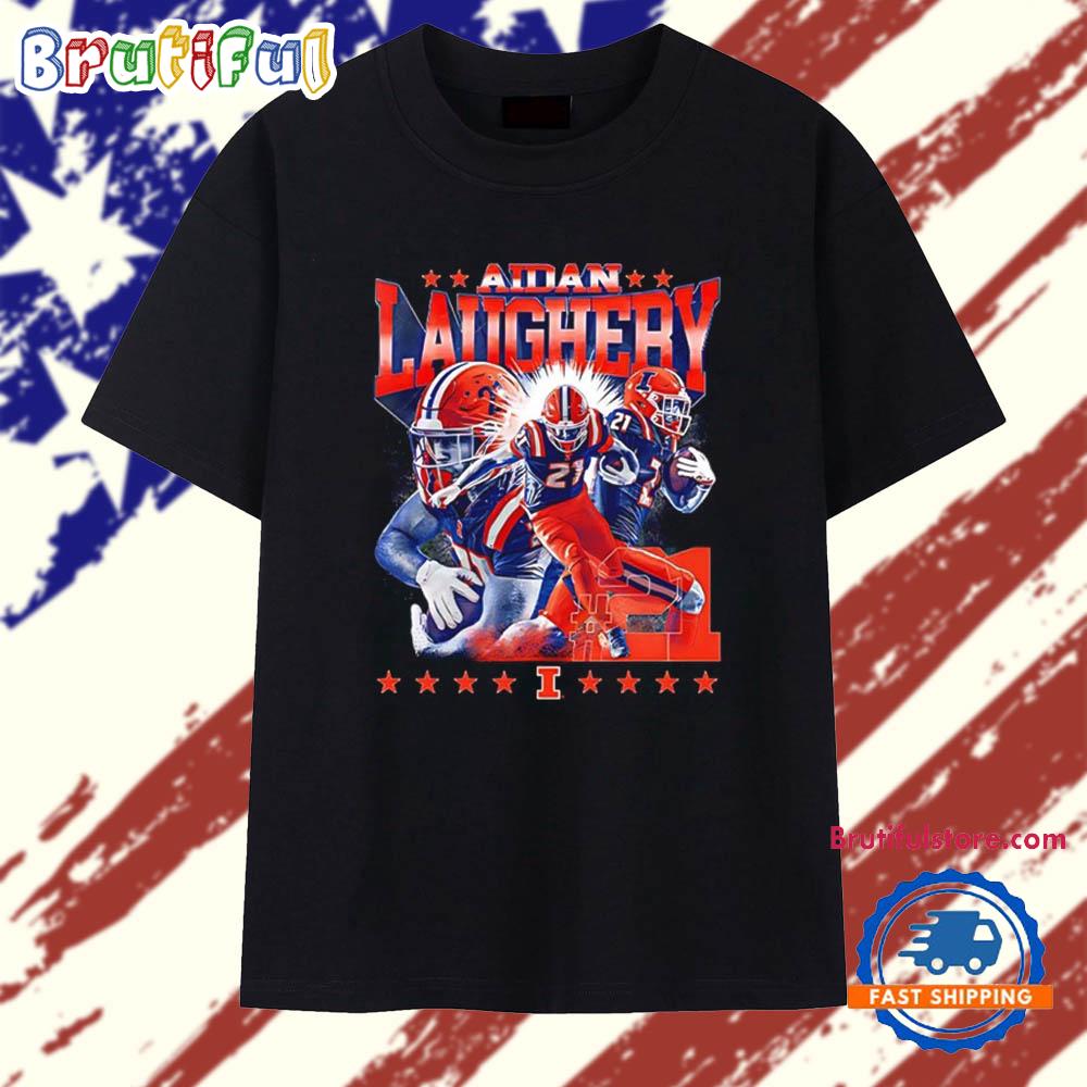 Aidan Laughery Illinois Football NCAA Legends player collage T Shirt