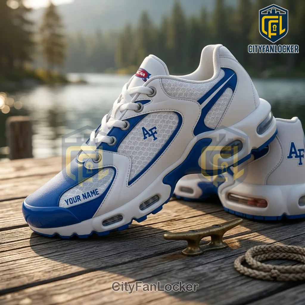 Air Force Falcons Personalized White Blue Running Sneakers