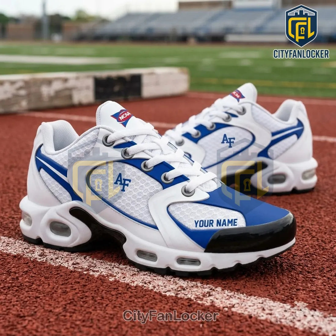 Air Force Falcons Personalized White Blue Running Sneakers