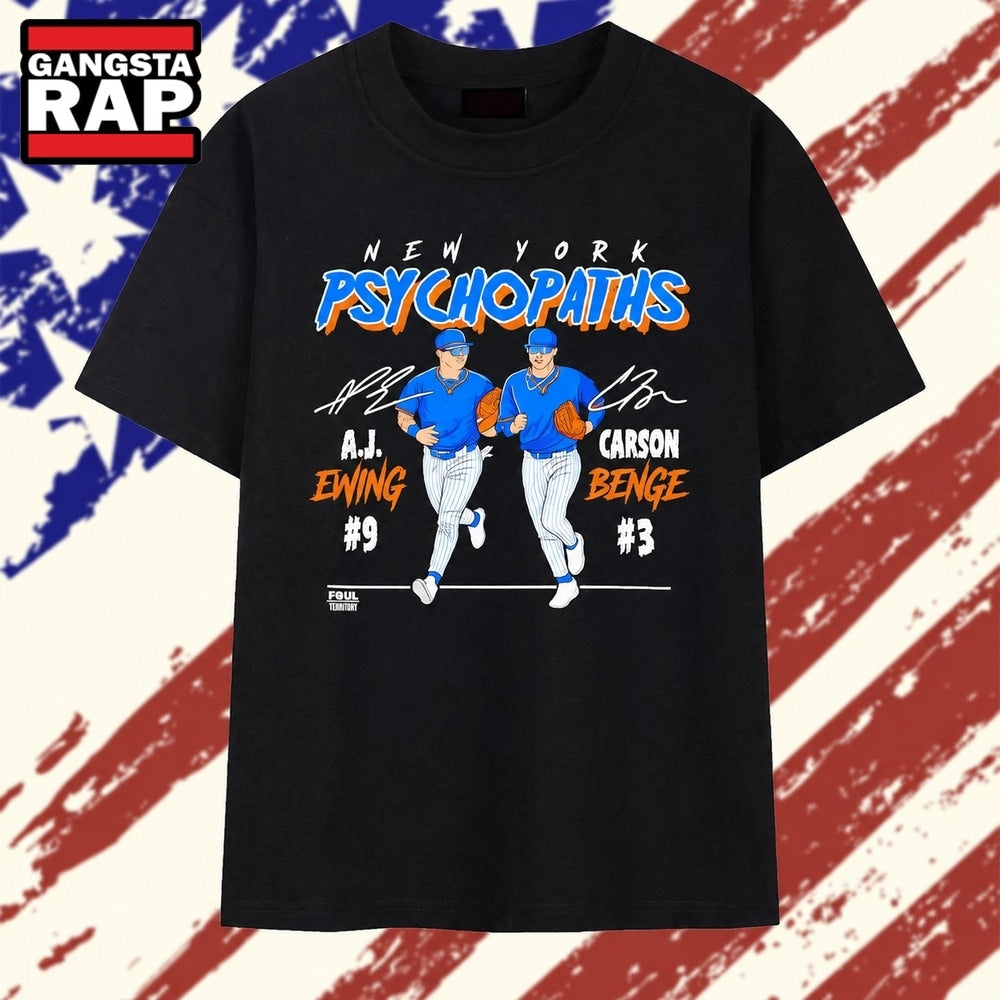 AJ Ewing and Carson Benge New York Psychopaths Signature T Shirt