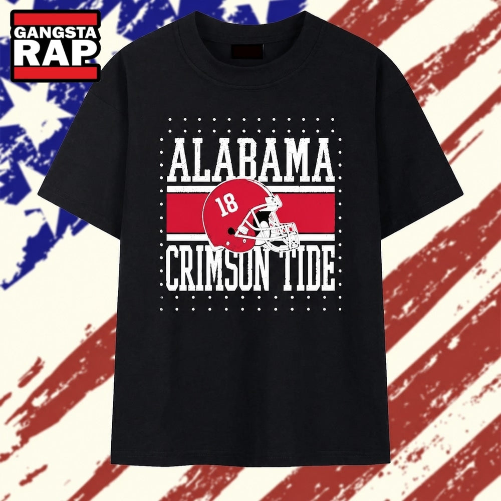 Alabama Crimson Tide 18 Helmet College Football T Shirt