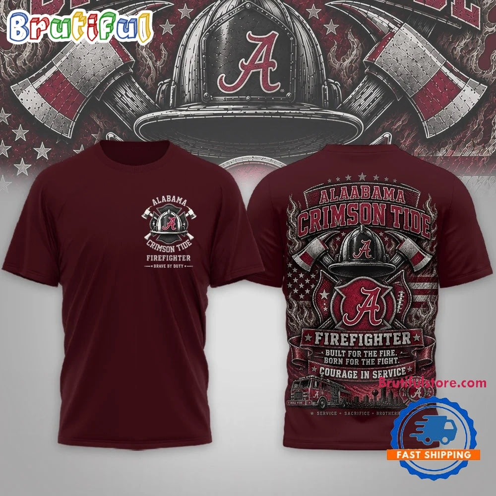 Alabama Crimson Tide 2026 NCAA Firefighter Built for the Fire 3D Shirt